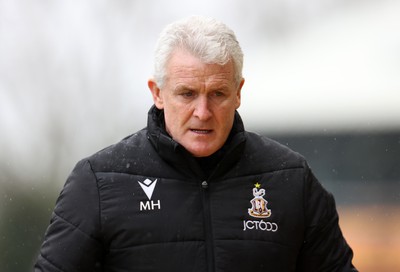 110323 - Newport County v Bradford City - SkyBet League Two - Bradford City Manager Mark Hughes 