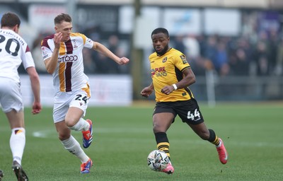 150225  Newport County v Bradford City, EFL Sky Bet League 2 - David Ajiboye of Newport County presses forward