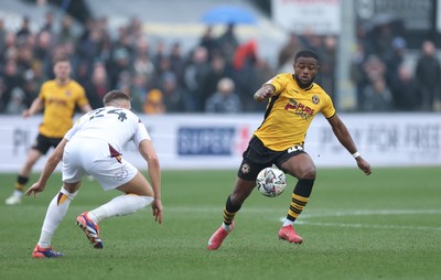 150225  Newport County v Bradford City, EFL Sky Bet League 2 - David Ajiboye of Newport County presses forward