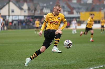 150225  Newport County v Bradford City, EFL Sky Bet League 2 -  Shane McLoughlin of Newport County plays the ball