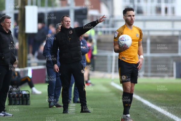 220220 - Newport County vs Bradford City - Sky Bet League 2 - Manager of Newport County Michael Flynn directs matters from the side lines