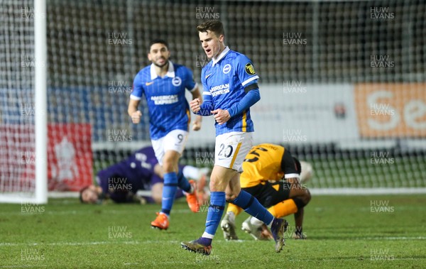 100121 - Newport County v Brighton and Hove Albion, FA Cup Third Round - Solly March of Brighton celebrates with team mates after scoring goal