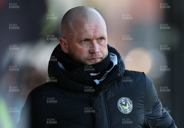 050322 - Newport County v Bristol Rovers, Sky Bet League 2 - Newport County manager James Rowberry makes his way back to the changing room at half time