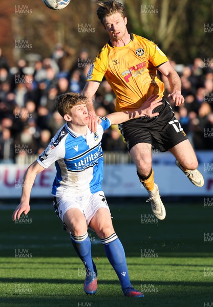 050322 - Newport County v Bristol Rovers, Sky Bet League 2 - Alex Fisher of Newport County gets the better of James Connolly of Bristol Rovers