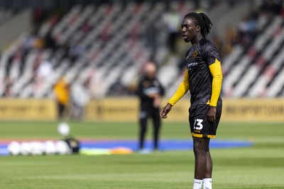 060925 - Newport County v Bristol Rovers - Sky Bet League 2 - Michael Reindorf of Newport County during the warm up