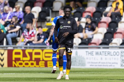 060925 - Newport County v Bristol Rovers - Sky Bet League 2 - Nathaniel Opoku of Newport County during the warm up