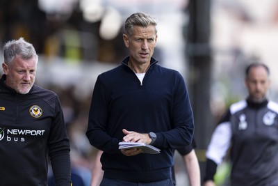 060925 - Newport County v Bristol Rovers - Sky Bet League 2 - Newport County manager David Hughes during half time
