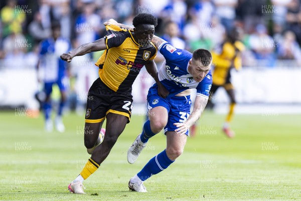 060925 - Newport County v Bristol Rovers - Sky Bet League 2 - Nathaniel Opoku of Newport County in action against Kacper Łopata of Bristol Rovers