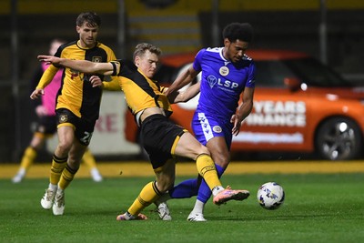 170326 - Newport County v Bromley - Sky Bet League 2 - Sven Sprangler of Newport County is challenged by William Hondermarck of Bromley