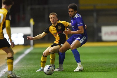 170326 - Newport County v Bromley - Sky Bet League 2 - Matt Smith of Newport County is challenged by William Hondermarck of Bromley