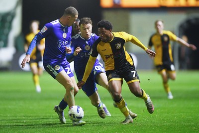 170326 - Newport County v Bromley - Sky Bet League 2 - Bobby Kamwa of Newport County is challenged by Marcus Ifill of Bromley