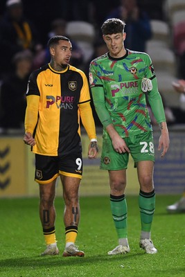 170326 - Newport County v Bromley - Sky Bet League 2 - Courtney Baker-Richardson of Newport County and Jordan Wright of Newport County at full time