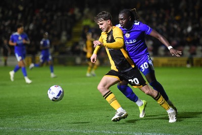 170326 - Newport County v Bromley - Sky Bet League 2 - Ben Lloyd of Newport County is challenged by Idris Odutayo of Bromley