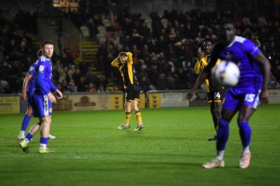 170326 - Newport County v Bromley - Sky Bet League 2 - Ben Lloyd of Newport County hits the crossbar