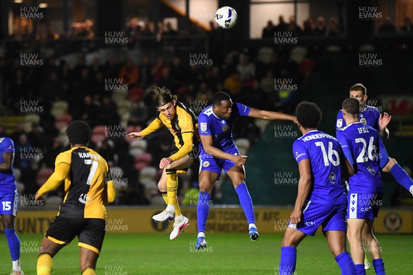 170326 - Newport County v Bromley - Sky Bet League 2 - Harrison Biggins of Newport County is challenged by Jesse Debrah of Bromley