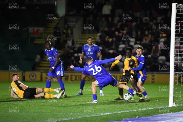 170326 - Newport County v Bromley - Sky Bet League 2 - Lee Jenkins of Newport County has hustled shot blocked by Marcus Ifill of Bromley