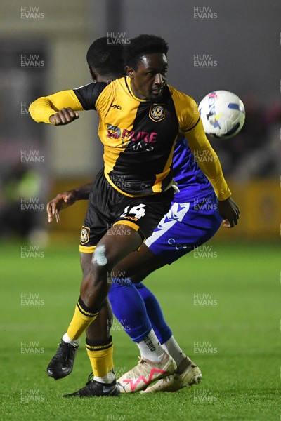 170326 - Newport County v Bromley - Sky Bet League 2 - Nathan Opoku of Newport County is challenged by Jesse Debrah of Bromley