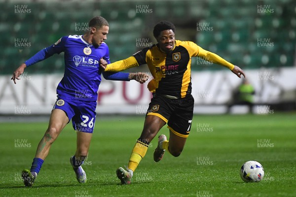 170326 - Newport County v Bromley - Sky Bet League 2 - Bobby Kamwa of Newport County is challenged by Marcus Ifill of Bromley