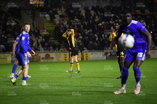 170326 - Newport County v Bromley - Sky Bet League 2 - Ben Lloyd of Newport County hits the crossbar