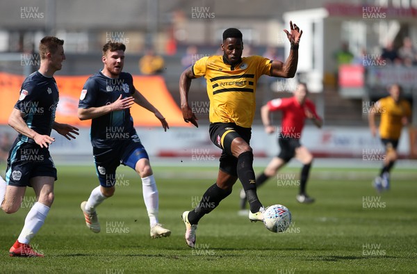 190419 - Newport County v Bury FC - SkyBet League Two - Jamille Matt of Newport County controls the ball to go onto score a goal