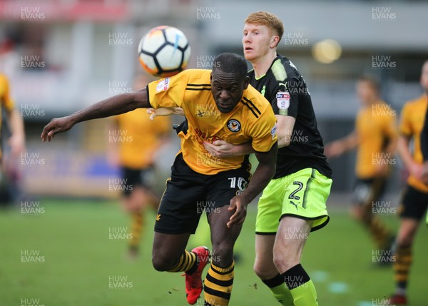 031217 - Newport County v Cambridge United, FA Cup Second Round - Frank Nouble of Newport County and Brad Halliday of Cambridge United compete for the ball