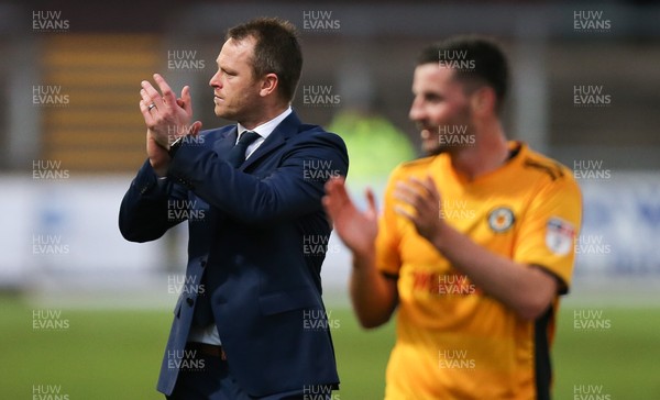 031217 - Newport County v Cambridge United, FA Cup Second Round - Newport County manager Mike Flynn and Padraig Amond of Newport County applaud the fans at the end of the match