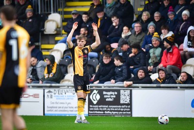 210226 - Newport County v Cambridge United - Sky Bet League 2 - Tom Davies of Newport County 