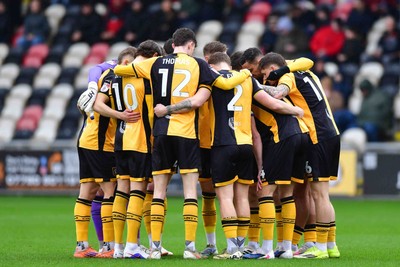 210226 - Newport County v Cambridge United - Sky Bet League 2 - Newport huddle