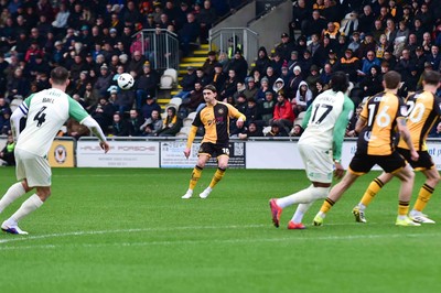 210226 - Newport County v Cambridge United - Sky Bet League 2 - Harrison Biggins of Newport County 