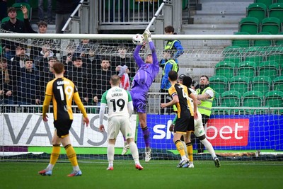 210226 - Newport County v Cambridge United - Sky Bet League 2 - Jordan Wright of Newport County takes the ball