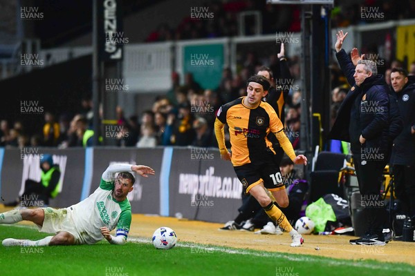 210226 - Newport County v Cambridge United - Sky Bet League 2 - Harrison Biggins of Newport County 