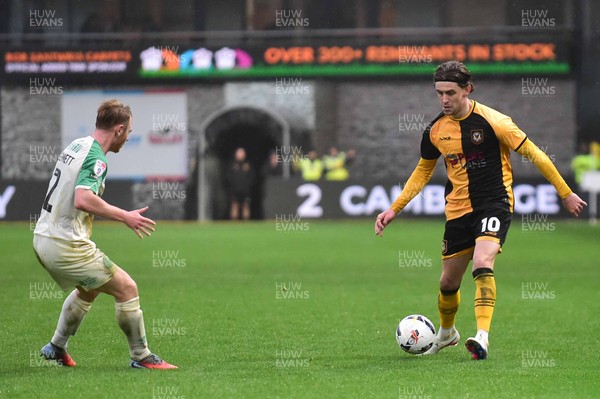 210226 - Newport County v Cambridge United - Sky Bet League 2 - Harrison Biggins of Newport County 