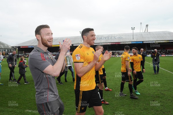 280418 - Newport County v Cambridge United - Sky Bet League 2 - Newport County players applaude the fans during a lap of honour