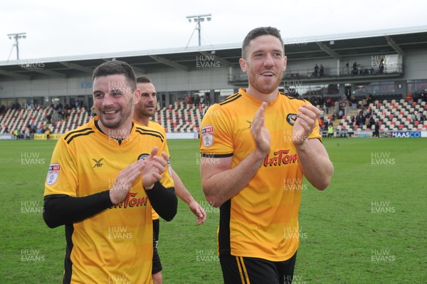 280418 - Newport County v Cambridge United - Sky Bet League 2 - Newport County players thank the fans during a lap of honour