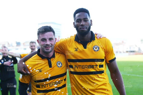 190918 Newport County v Cambridge United - Sky Bet League 2 - Padraig Amond and Jamille Matt of Newport County celebrate at the end of the game