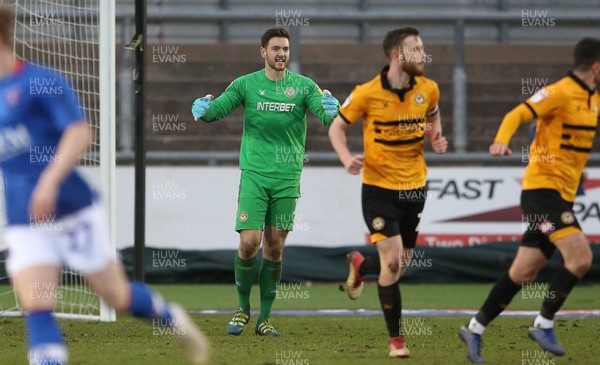 020319 - Newport County v Carlisle United - SkyBet League Two - Joe Day of Newport County celebrates after saving a penalty