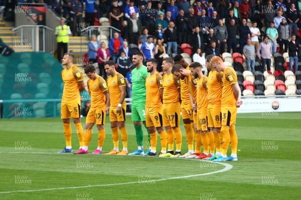 051019 - Newport County v Carlisle United - Sky Bet League 2 - Players of Newport County pay their respects 