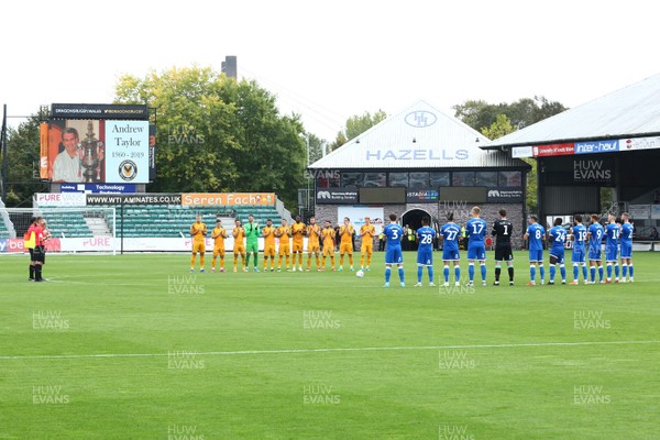 051019 - Newport County v Carlisle United - Sky Bet League 2 - Players of Newport County and Carlisle United pay their respects 