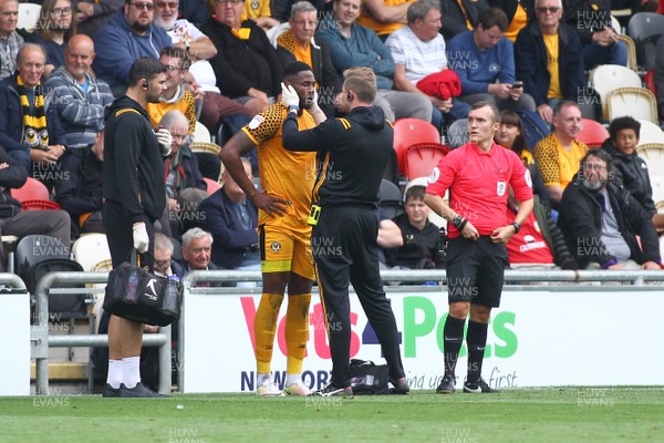051019 - Newport County v Carlisle United - Sky Bet League 2 - Jamille Matt of Newport County receives treatment before carrying on 