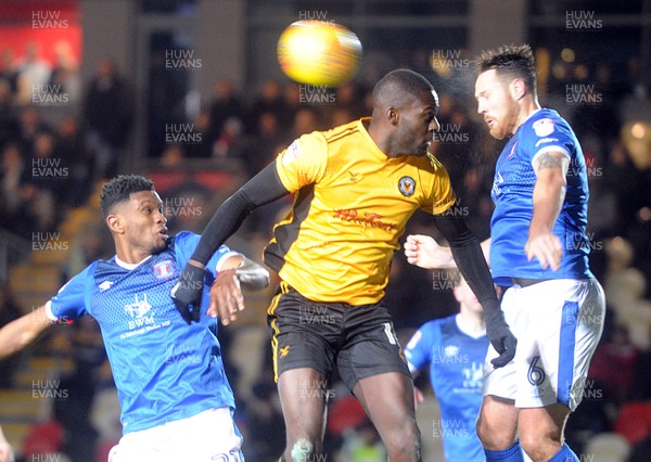091217 - Newport County v Carlisle United Sky Bet League 2 -  Newport County's Frank Nouble challenges for the ball