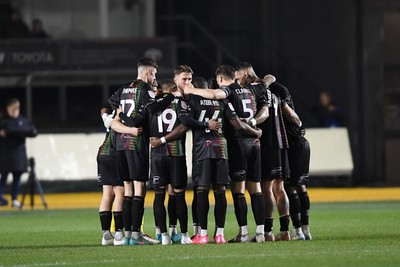 110225 - Newport County v Carlisle United - Sky Bet League 2 - Newport huddle 