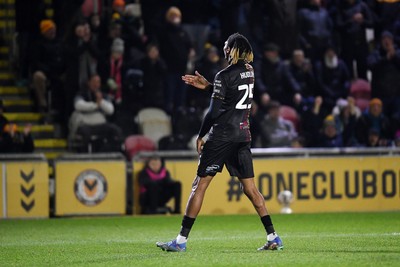 110225 - Newport County v Carlisle United - Sky Bet League 2 - Kyle Hudlin of Newport County celebrates scoring the opening goal 