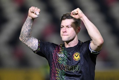 110225 - Newport County v Carlisle United - Sky Bet League 2 - James Clarke of Newport County celebrates the win at full time  