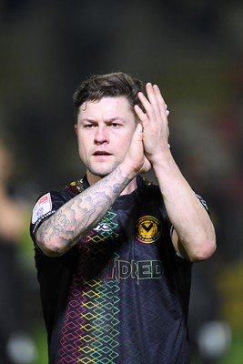 110225 - Newport County v Carlisle United - Sky Bet League 2 - James Clarke of Newport County celebrates the win at full time  