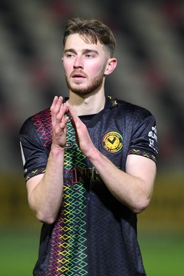 110225 - Newport County v Carlisle United - Sky Bet League 2 - Matthew Baker of Newport County celebrates the win at full time  