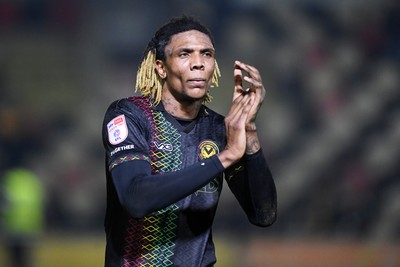 110225 - Newport County v Carlisle United - Sky Bet League 2 - Kyle Hudlin of Newport County celebrates the win at full time  