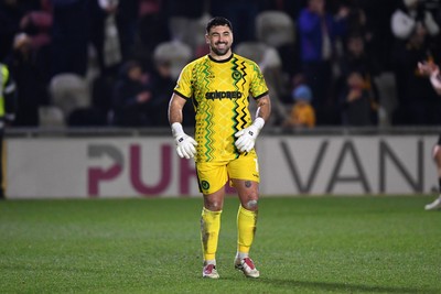 110225 - Newport County v Carlisle United - Sky Bet League 2 - Nick Townsend of Newport County celebrates the win at full time 