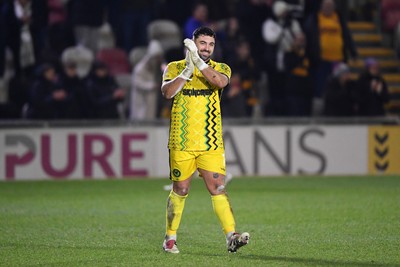 110225 - Newport County v Carlisle United - Sky Bet League 2 - Nick Townsend of Newport County celebrates the win at full time 