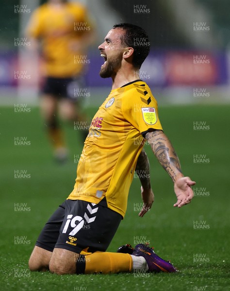 191021 - Newport County v Carlisle United - SkyBet League Two - Dom Telford of Newport County celebrates scoring a goal