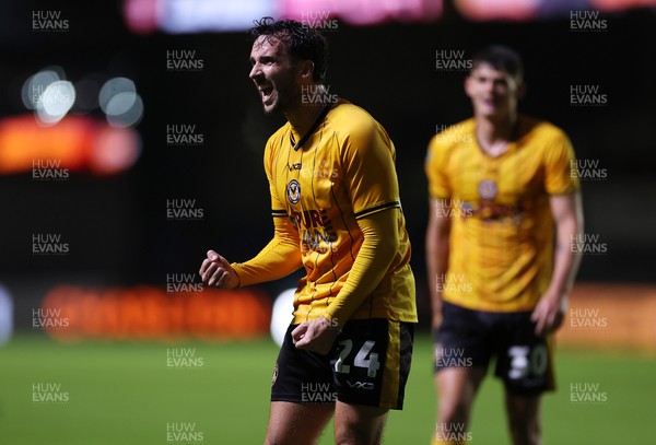 080823 - Newport County v Charlton Athletic - Carabao Cup - Aaron Wildig of Newport County celebrates scoring a goal
